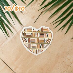 Book Lover Heart Sticker – Cute Bookshelf Vinyl Decal Small Cozy Planner Sticker